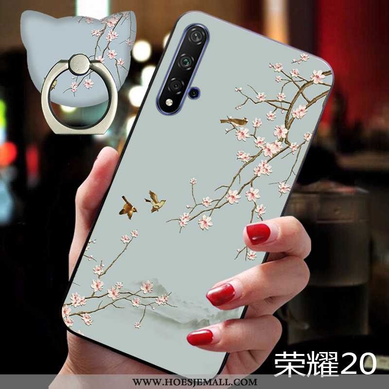 Hoesje Honor 20 Siliconen Schrobben Zacht Reliëf Dun Mobiele Telefoon Chinese Stijl Blauwe