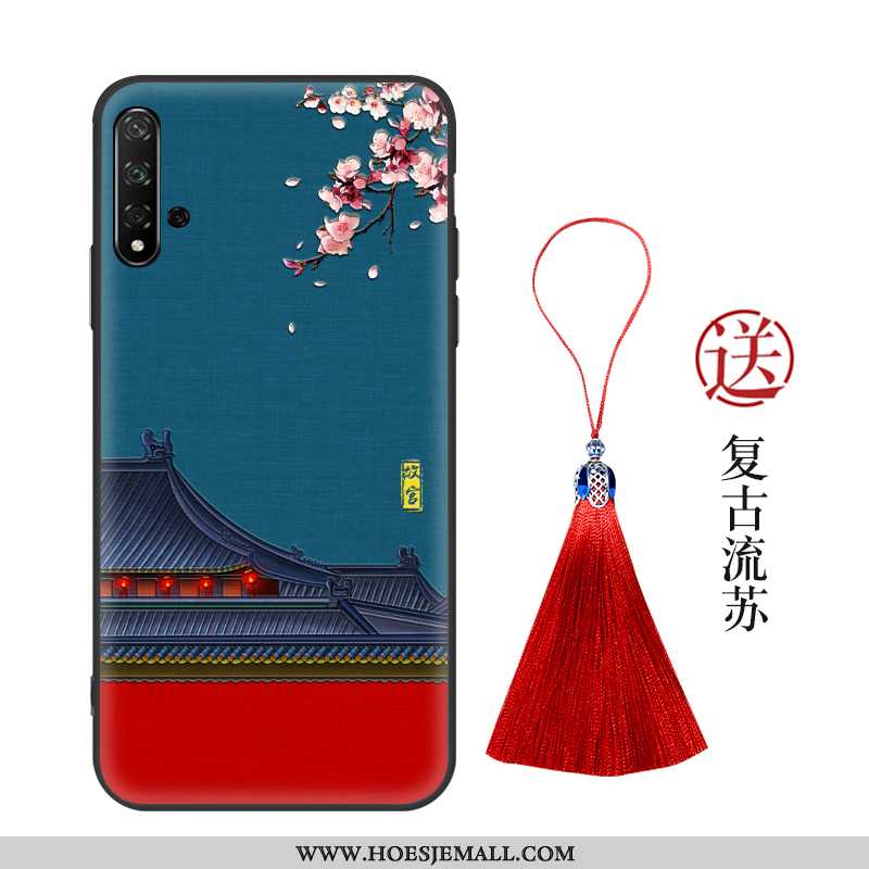 Hoes Honor 20 Persoonlijk Scheppend Chinese Stijl Hoesje Siliconen Reliëf Bescherming Rood