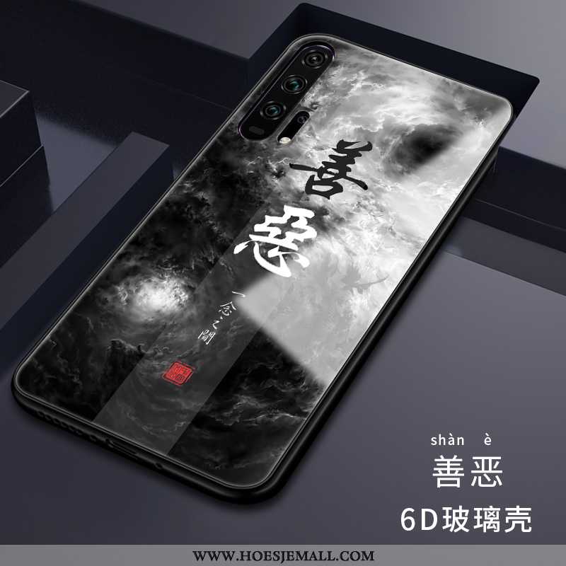 Hoesje Honor 20 Pro Siliconen Glas Trend Mobiele Telefoon Omkeerbaar Persoonlijk Anti-fall Zwarte