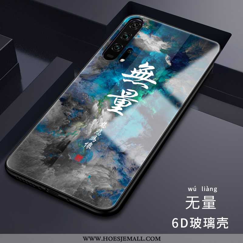 Hoesje Honor 20 Pro Siliconen Glas Trend Mobiele Telefoon Omkeerbaar Persoonlijk Anti-fall Zwarte