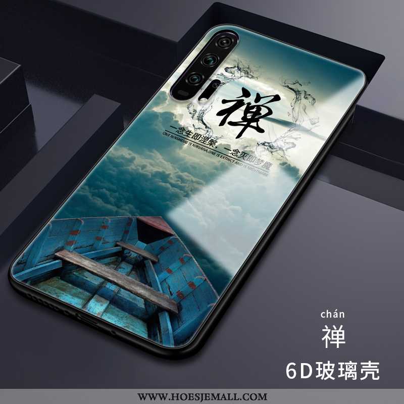 Hoesje Honor 20 Pro Siliconen Glas Trend Mobiele Telefoon Omkeerbaar Persoonlijk Anti-fall Zwarte