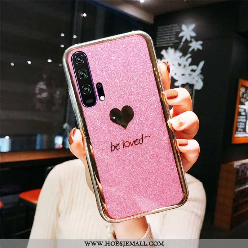 Hoesje Honor 20 Pro Zacht Hoes Groen Plating Ring Roze