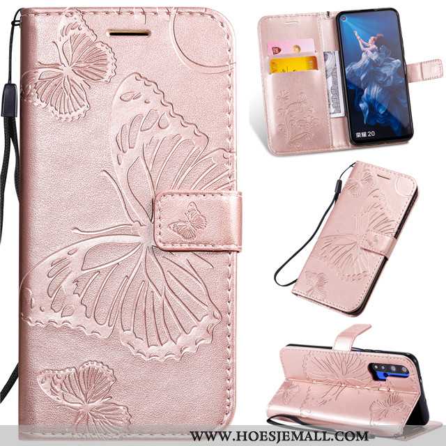 Hoes Honor 20 Pro Leren Hoesje Zacht Anti-fall Roze Siliconen Mobiele Telefoon Clamshell