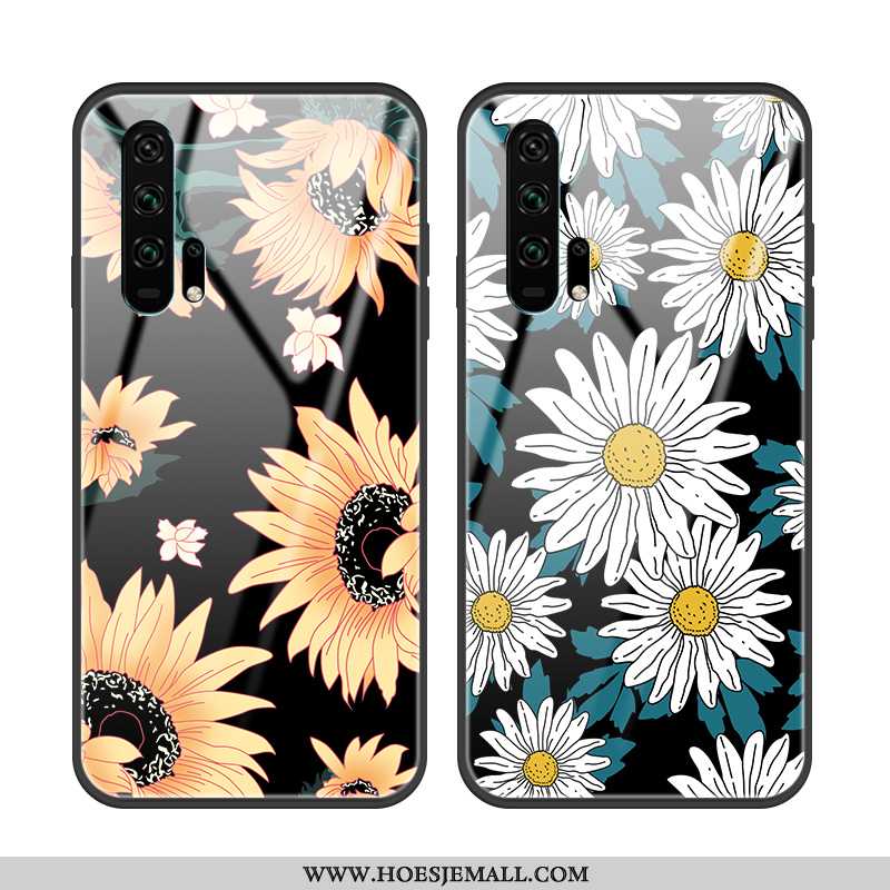 Hoesje Honor 20 Pro Trend Siliconen Zwart Bloemen Mobiele Telefoon Persoonlijk Hoes Zwarte