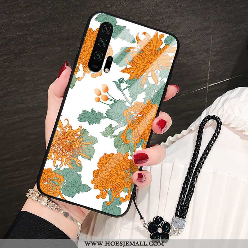 Hoesje Honor 20 Pro Trend Siliconen Zwart Bloemen Mobiele Telefoon Persoonlijk Hoes Zwarte