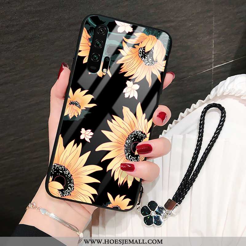 Hoesje Honor 20 Pro Trend Siliconen Zwart Bloemen Mobiele Telefoon Persoonlijk Hoes Zwarte