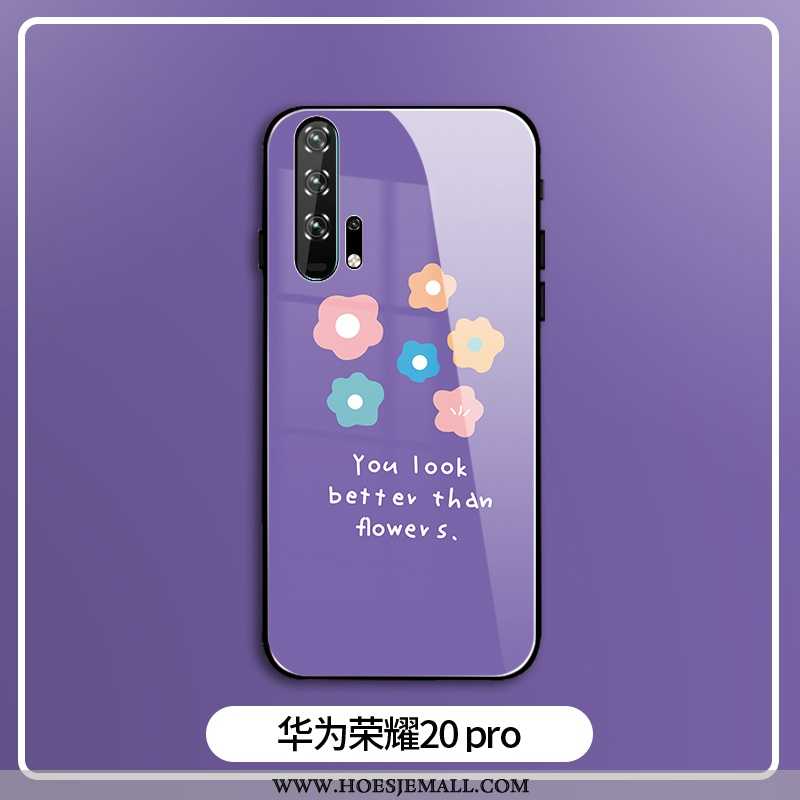 Hoesje Honor 20 Pro Glas Mode Licht Mobiele Telefoon Bloemen Purper Wind