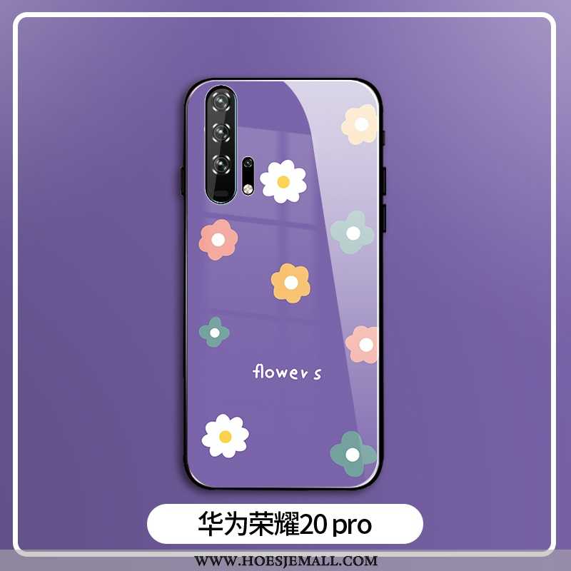 Hoesje Honor 20 Pro Glas Mode Licht Mobiele Telefoon Bloemen Purper Wind