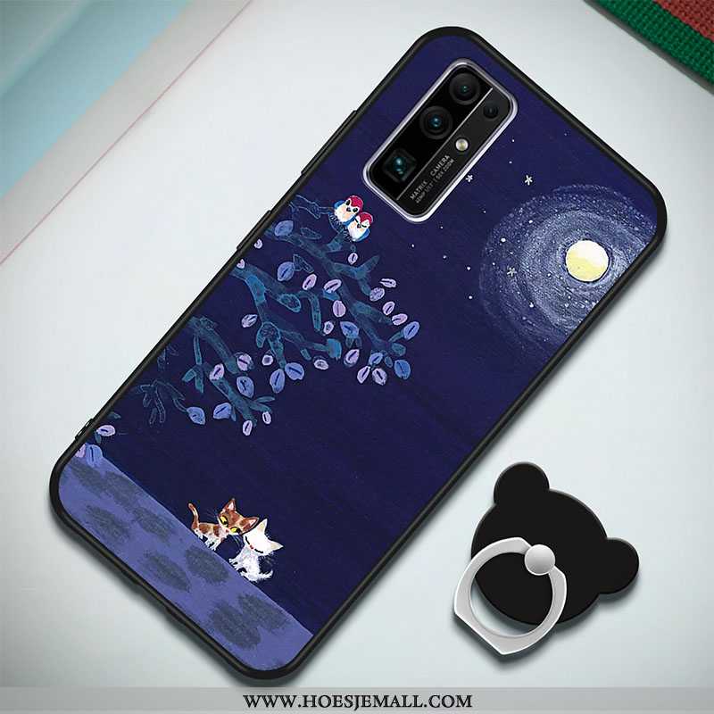 Hoesje Honor 30 Bescherming Spotprent Hoes Anti-fall Siliconen Mobiele Telefoon Donkerblauwe