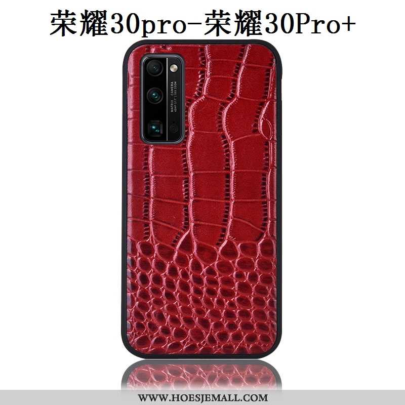 Hoesje Honor 30 Pro Bescherming Leren Patroon Anti-fall Mobiele Telefoon Krokodil Bruin