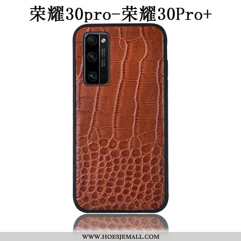 Hoesje Honor 30 Pro Bescherming Leren Patroon Anti-fall Mobiele Telefoon Krokodil Bruin