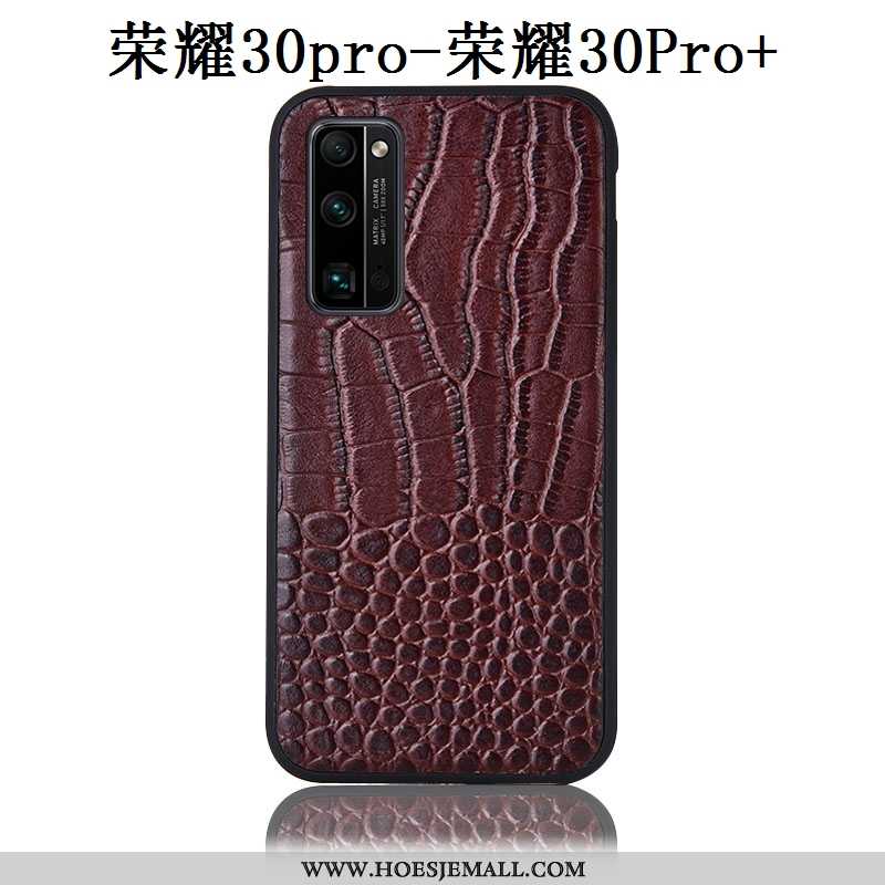 Hoesje Honor 30 Pro Bescherming Leren Patroon Anti-fall Mobiele Telefoon Krokodil Bruin