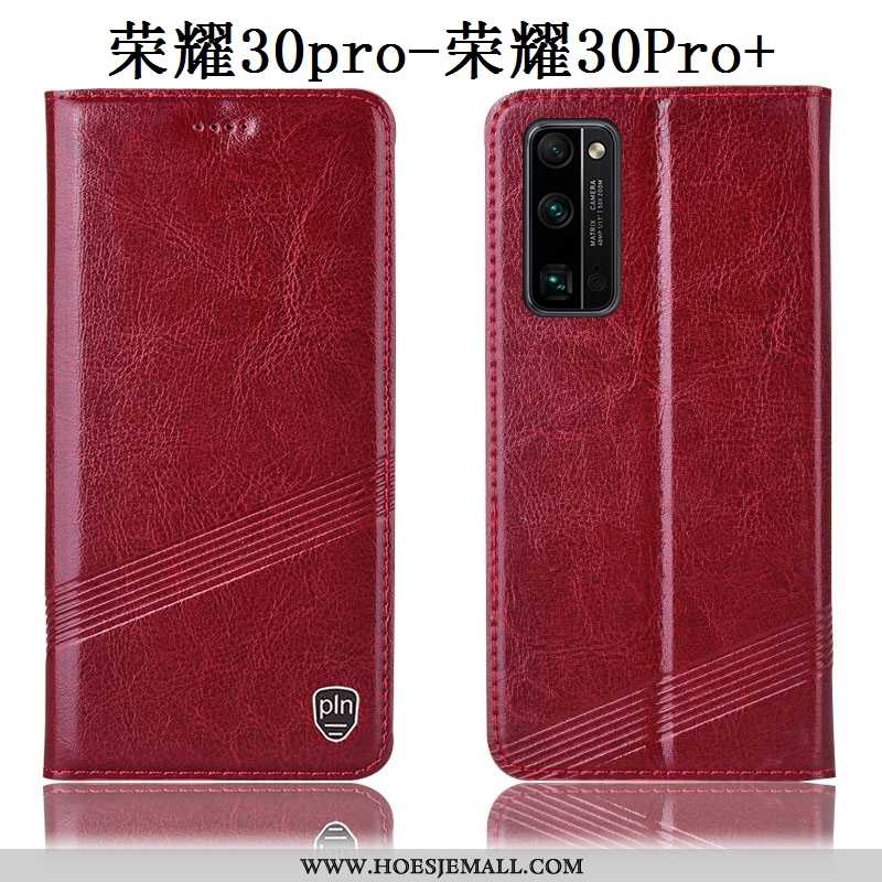 Hoesje Honor 30 Pro Leren Bescherming All Inclusive Anti-fall Folio Mobiele Telefoon Wijnrood Bordea