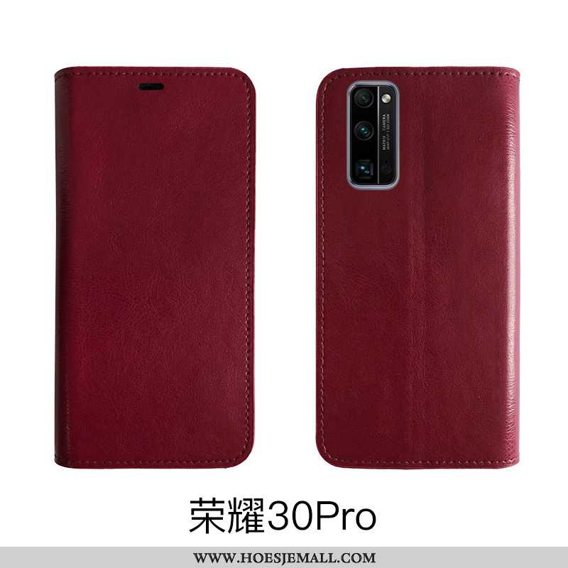 Hoes Honor 30 Pro Vintage Zacht Mobiele Telefoon Hard Bescherming Wijnrood Folio Bordeaux