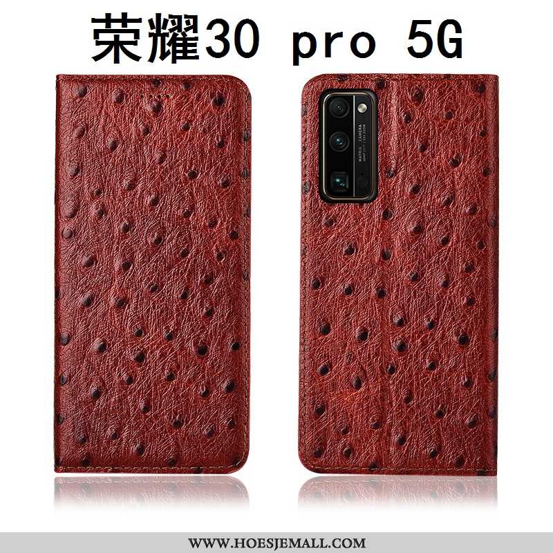 Hoesje Honor 30 Pro Leren Echt Leer Patroon Anti-fall Mobiele Telefoon All Inclusive Siliconen Rood