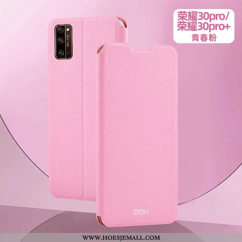 Hoes Honor 30 Pro Leren Hoesje Siliconen Anti-fall Clamshell Bescherming All Inclusive Roze