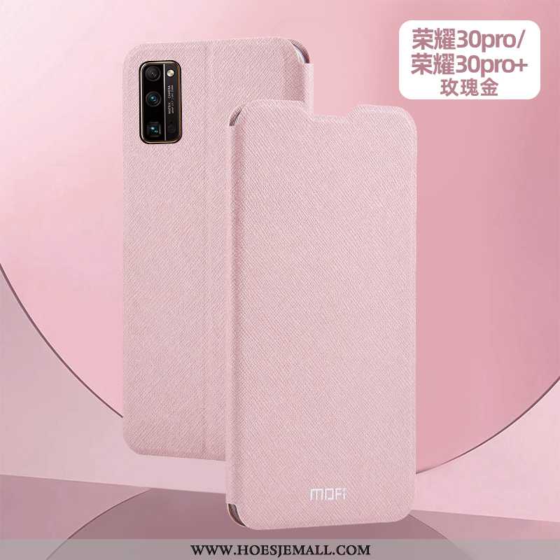 Hoes Honor 30 Pro Leren Hoesje Siliconen Anti-fall Clamshell Bescherming All Inclusive Roze