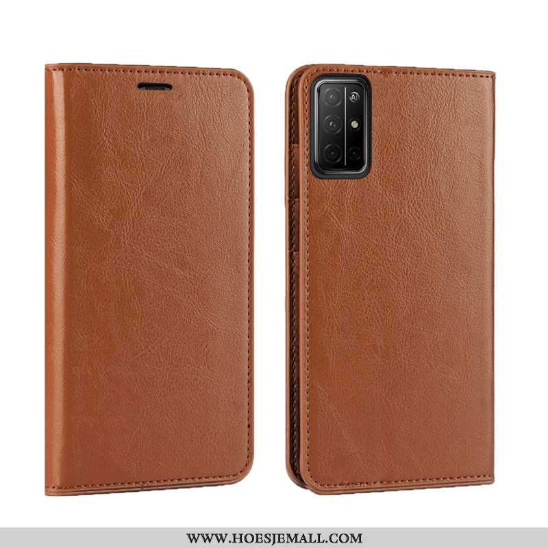 Hoesje Honor 30s Echt Leer Leer Anti-fall Folio Bruin Mobiele Telefoon Clamshell Bruine