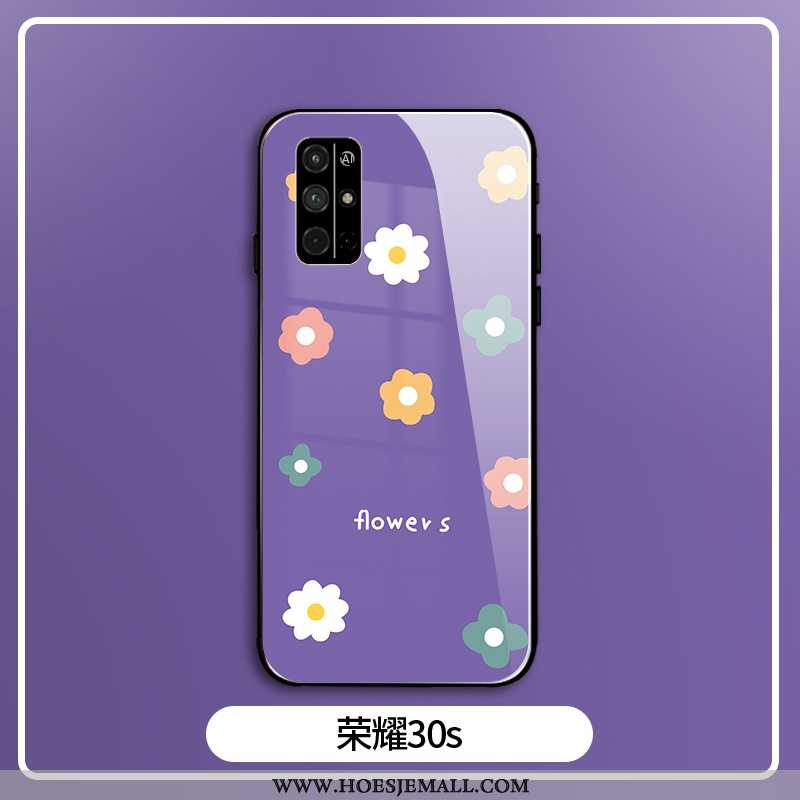 Hoesje Honor 30s Scheppend Siliconen Bloemen Anti-fall Glas Spiegel Licht Purper