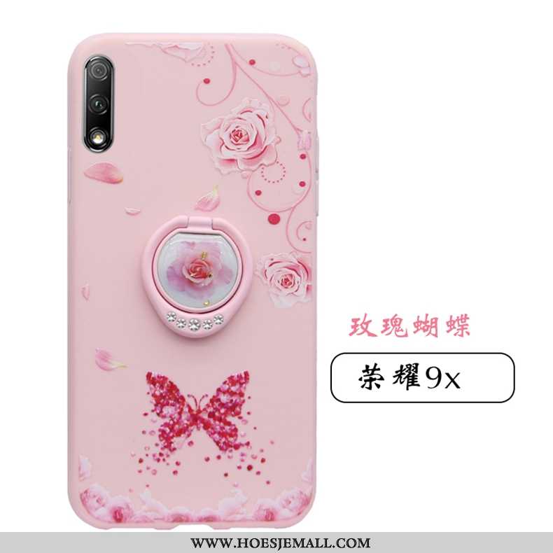 Hoesje Honor 9x Siliconen Bescherming Super All Inclusive Hoes Met Strass Roze