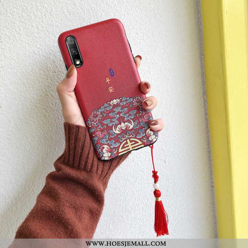 Hoesje Honor 9x Zacht Schrobben Chinese Stijl Kwasten Trend Hoes Rood