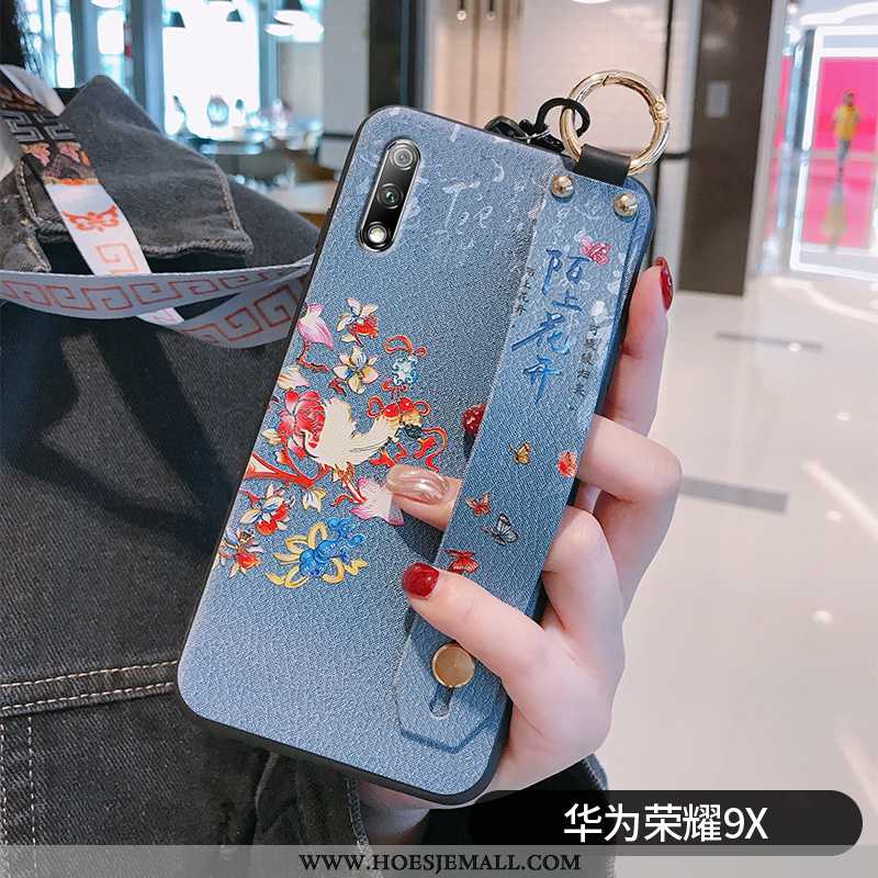 Hoesje Honor 9x Zacht Siliconen Super Hanger Persoonlijk Blauw Bloemen Blauwe