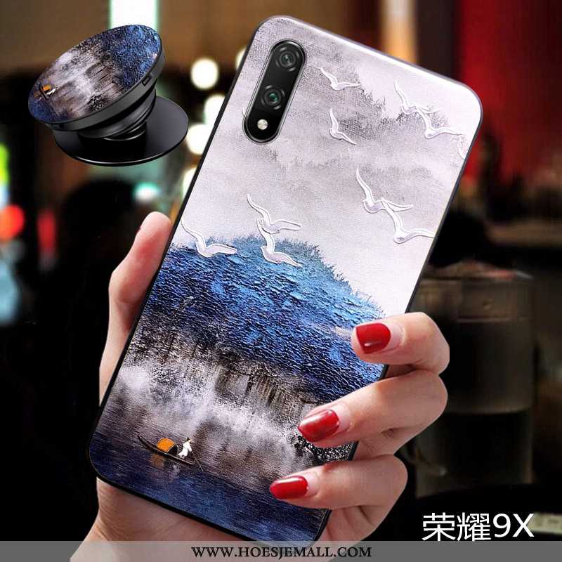 Hoesje Honor 9x Scheppend Reliëf Dun All Inclusive Blauw Persoonlijk Blauwe