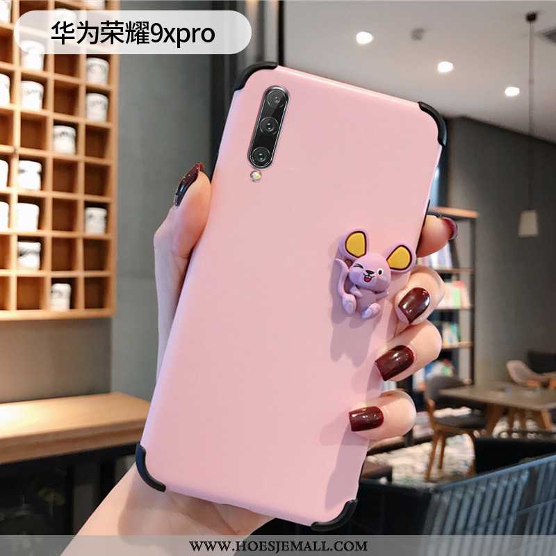 Hoes Honor 9x Pro Dun Siliconen Driedimensionaal Rat Anti-fall Mobiele Telefoon Lovers Roze