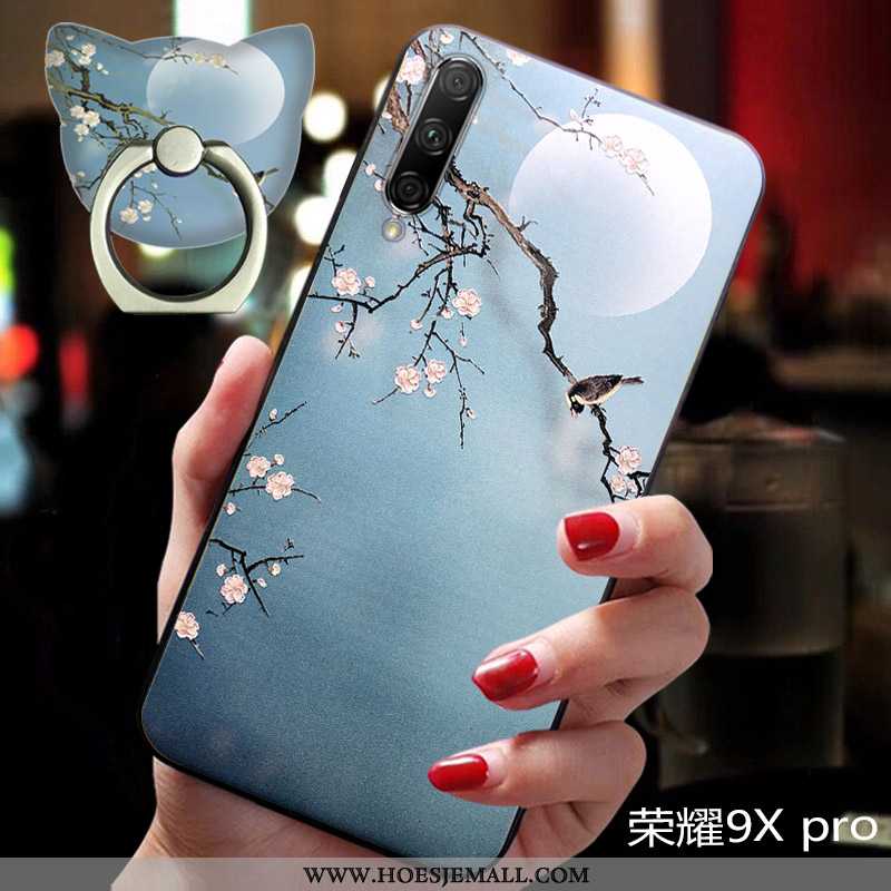 Hoesje Honor 9x Pro Hanger Vintage Anti-fall Blauw Zacht Siliconen Lovers Blauwe