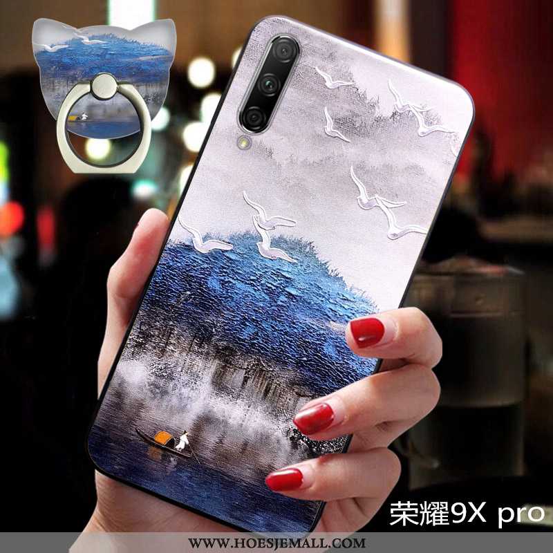 Hoesje Honor 9x Pro Hanger Vintage Anti-fall Blauw Zacht Siliconen Lovers Blauwe