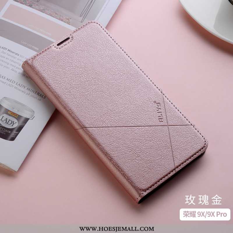 Hoes Honor 9x Pro Leren Hoesje Zacht Mobiele Telefoon Roze Siliconen Clamshell Anti-fall