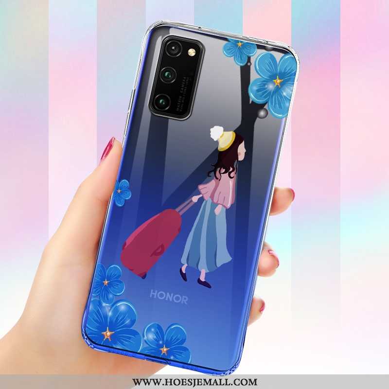 Hoesje Honor View30 Scheppend Trend Zacht Mobiele Telefoon Doorzichtig Anti-fall Blauwe