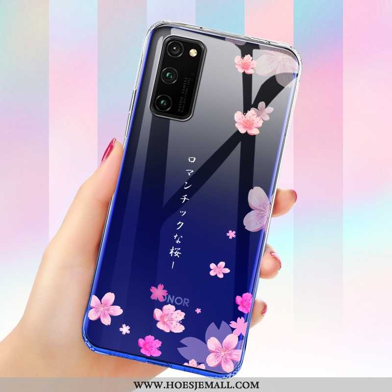 Hoesje Honor View30 Scheppend Trend Zacht Mobiele Telefoon Doorzichtig Anti-fall Blauwe