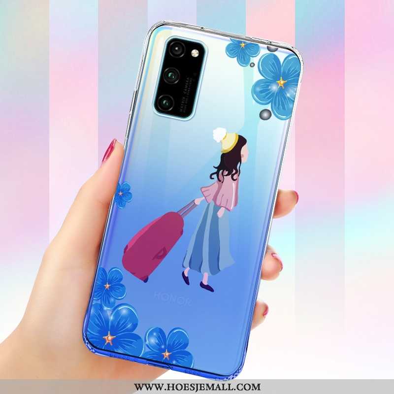 Hoesje Honor View30 Scheppend Trend Zacht Mobiele Telefoon Doorzichtig Anti-fall Blauwe