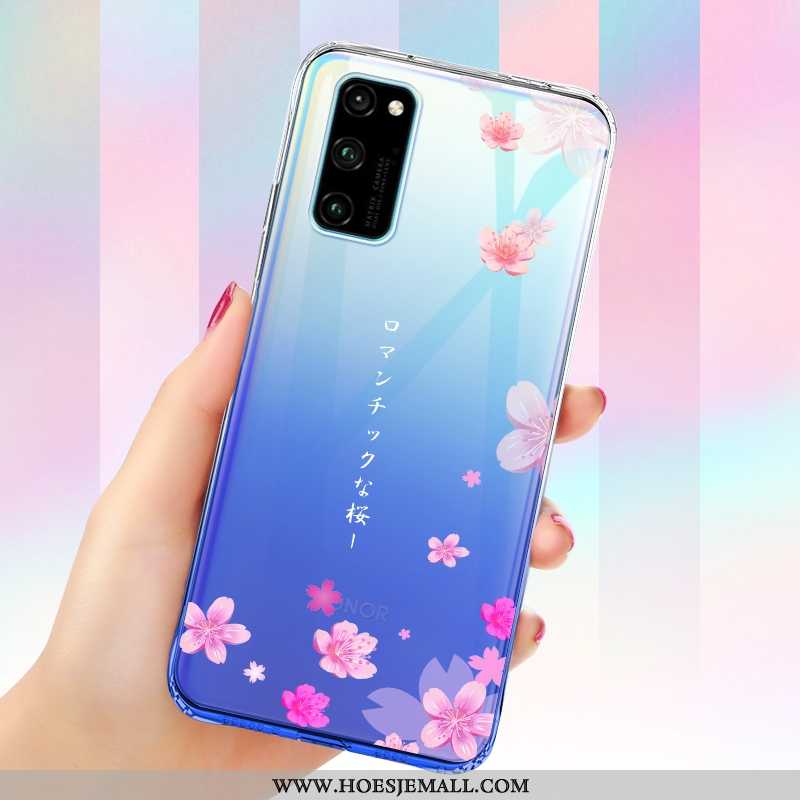 Hoesje Honor View30 Scheppend Trend Zacht Mobiele Telefoon Doorzichtig Anti-fall Blauwe