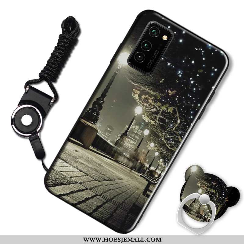 Hoesje Honor View30 Trend Siliconen Hoes All Inclusive Zwart Mode Zwarte