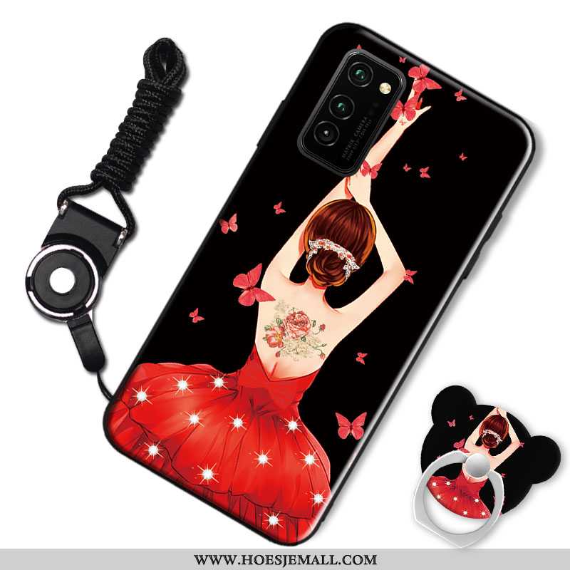 Hoesje Honor View30 Trend Siliconen Hoes All Inclusive Zwart Mode Zwarte