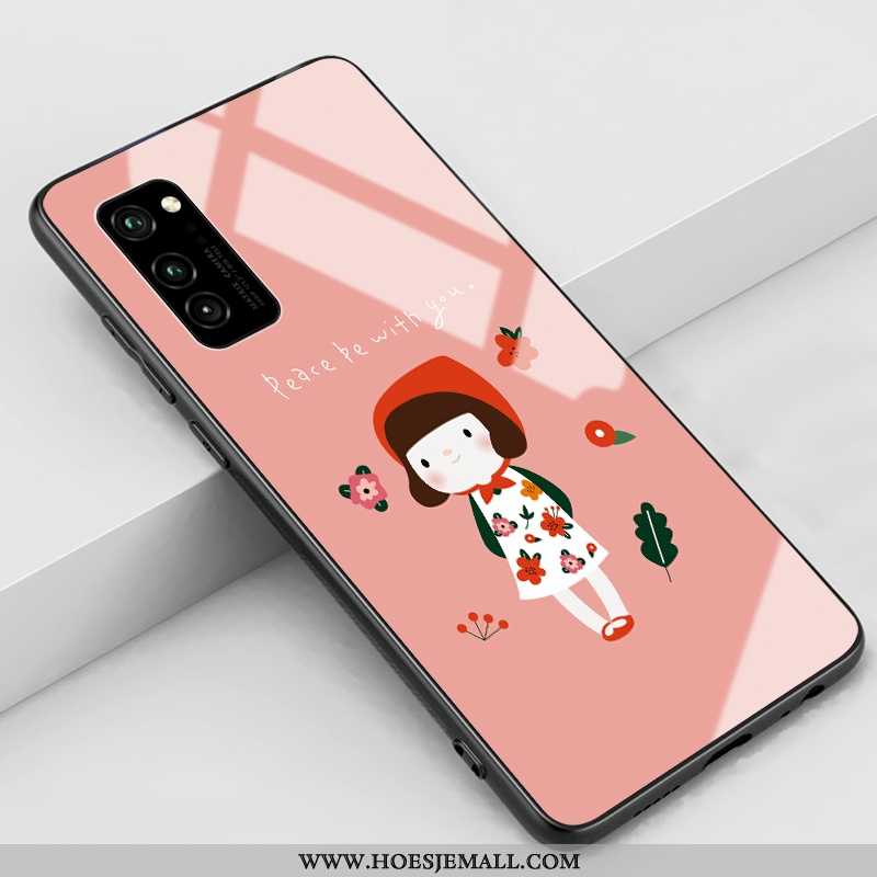 Hoesje Honor View30 Siliconen Glas Roze Mobiele Telefoon Anti-fall Rood Hard