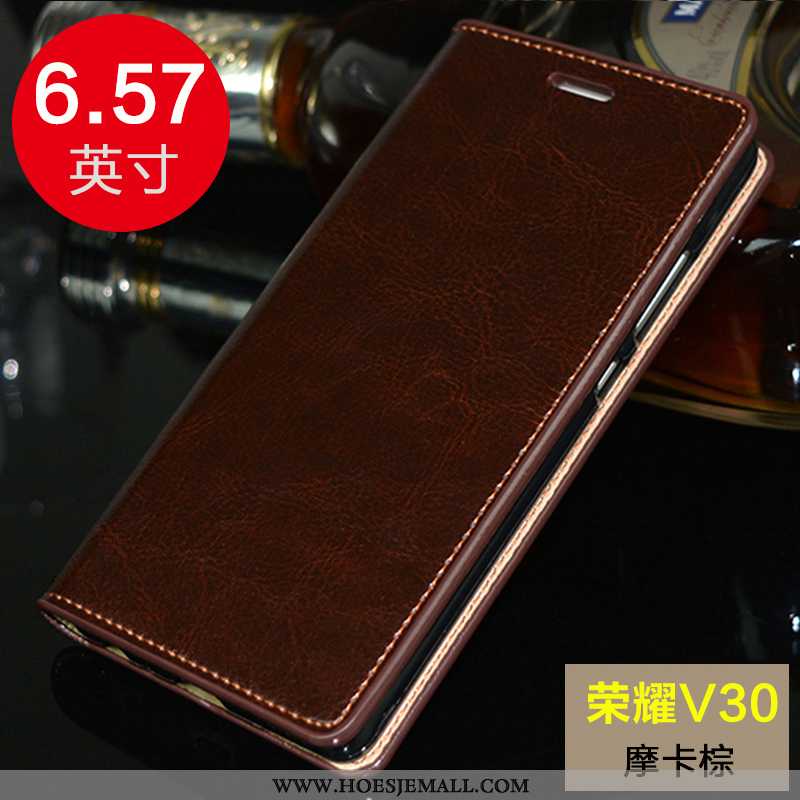 Hoesje Honor View30 Pro Siliconen Bescherming Mobiele Telefoon Folio Anti-fall Koe Bruin