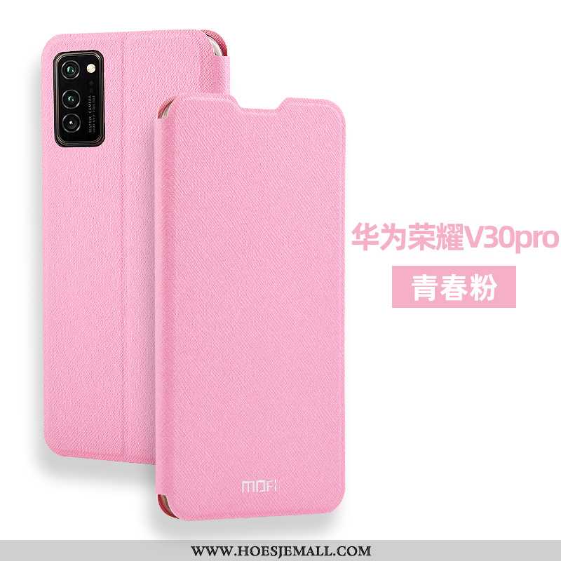 Hoes Honor View30 Pro Bescherming Leren Hoesje Mobiele Telefoon All Inclusive Clamshell Roze