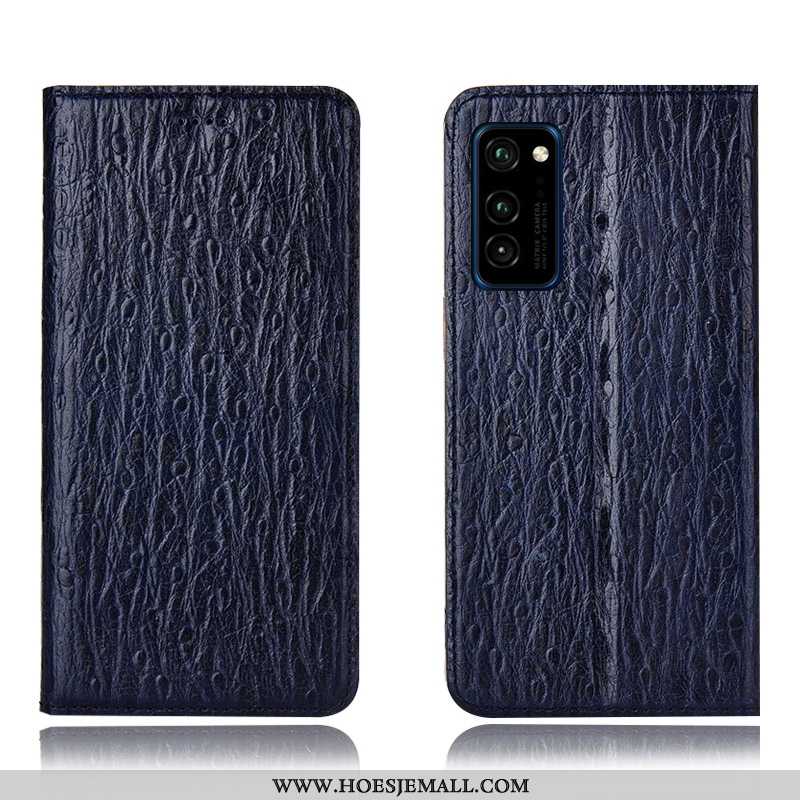 Hoesje Honor View30 Pro Leren Patroon Vogel Folio Hoes Bescherming Zwarte