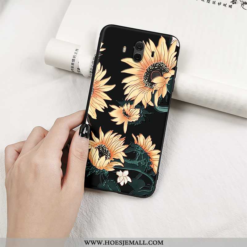 Hoes Huawei Mate 10 Vintage Trend Kunst Scheppend Wind Lovers Zonnebloem Zwarte