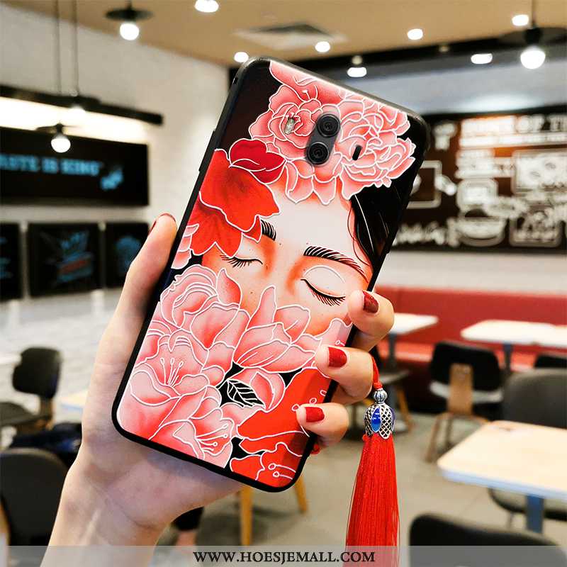 Hoesje Huawei Mate 10 Reliëf Vintage Mobiele Telefoon All Inclusive Anti-fall Trend Zacht Rood