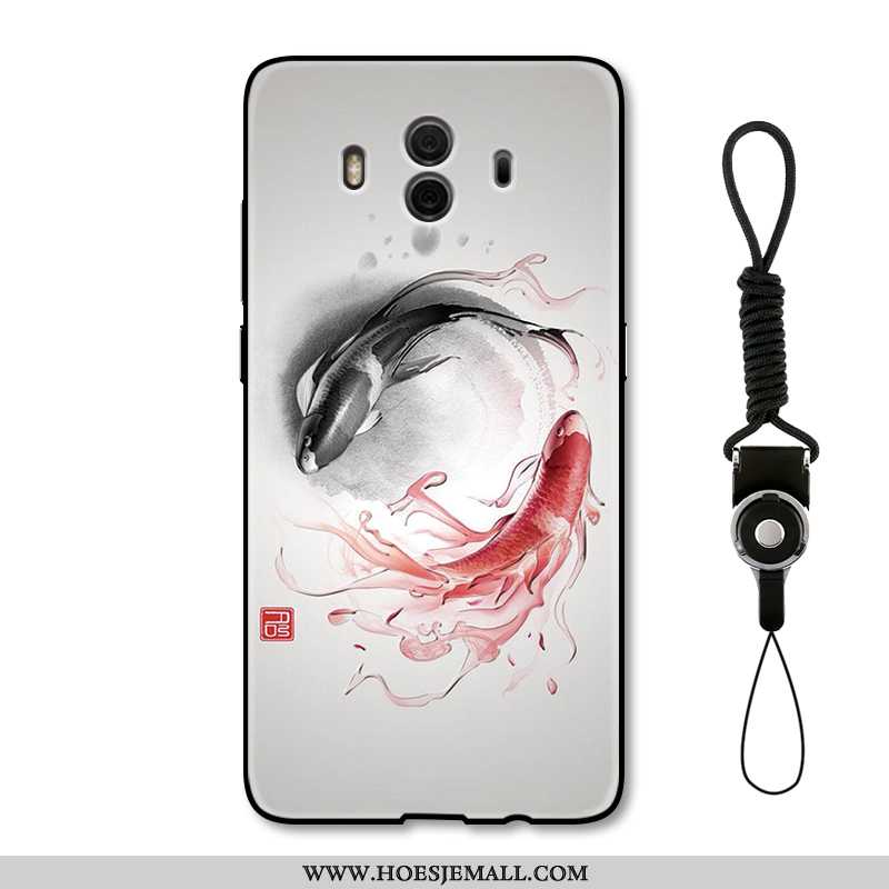Hoes Huawei Mate 10 Bescherming Reliëf Mobiele Telefoon Anti-fall Chinese Stijl Hoesje Beige