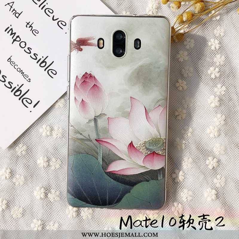 Hoes Huawei Mate 10 Hanger Reliëf Zacht Hoesje Bescherming Anti-fall Mobiele Telefoon Beige