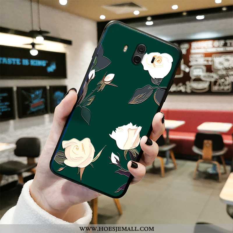 Hoes Huawei Mate 10 Reliëf Vintage All Inclusive Hoesje Schrobben Siliconen Roze Groen