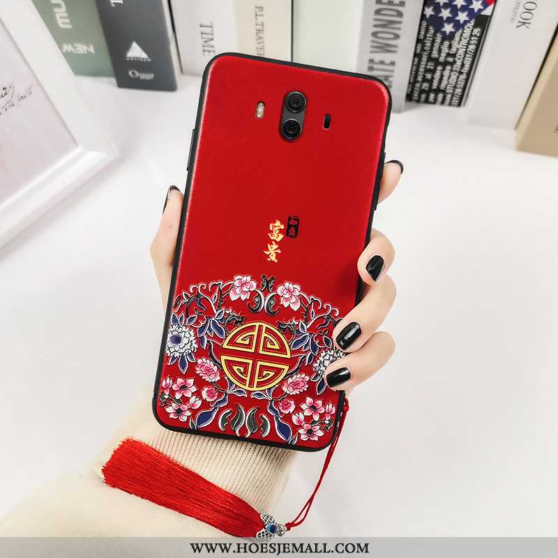 Hoesje Huawei Mate 10 Vintage Trend Print Zacht Reliëf Paleis Zwarte