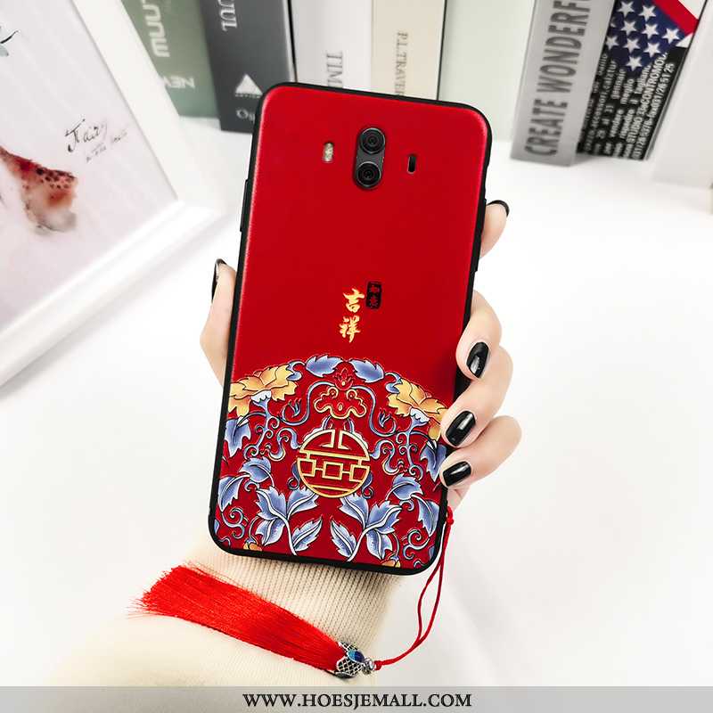 Hoesje Huawei Mate 10 Vintage Trend Print Zacht Reliëf Paleis Zwarte