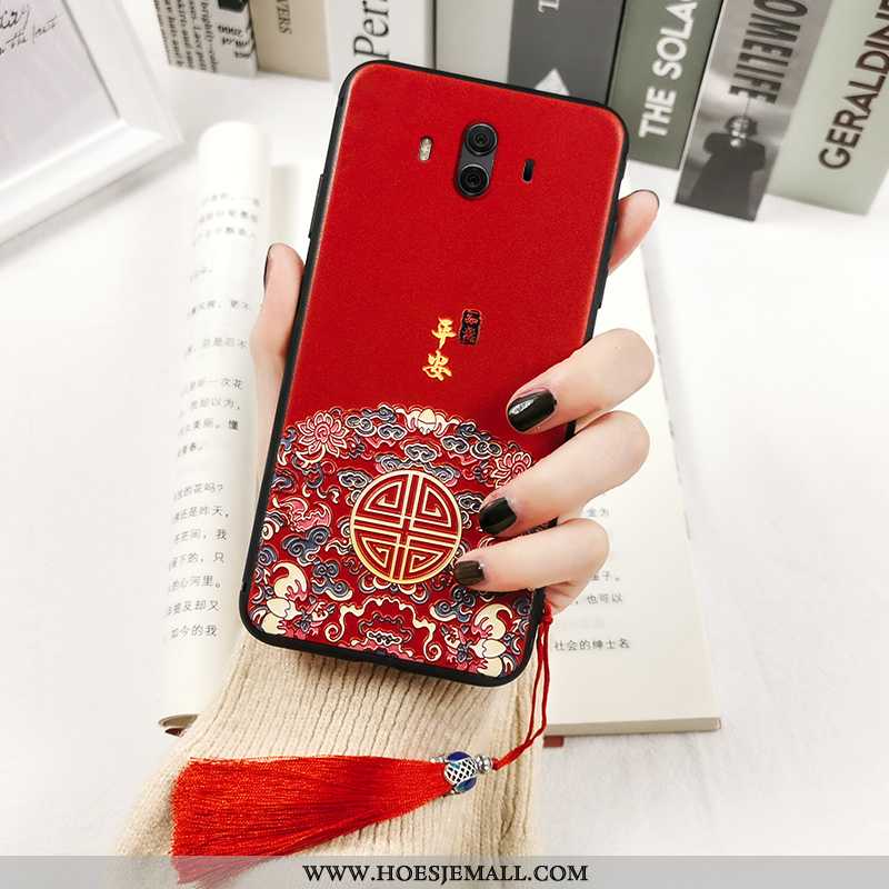 Hoesje Huawei Mate 10 Vintage Trend Print Zacht Reliëf Paleis Zwarte