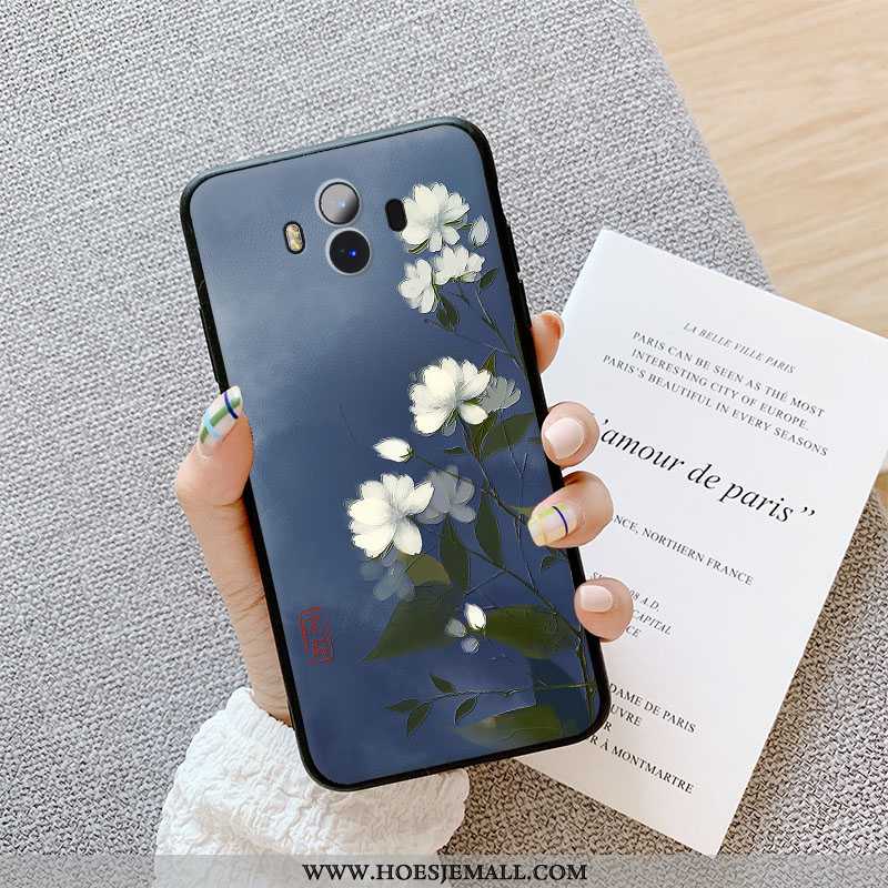 Hoes Huawei Mate 10 Reliëf Trend Donkerblauw Bescherming Hoesje Persoonlijk Donkerblauwe